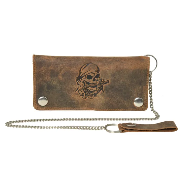 Volere Leathers Vintage Biker Wallet- Skull