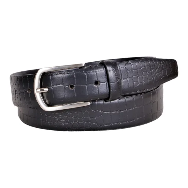 Volere Leathers Crocodile Pattern Profile Leather Belt
