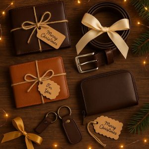 Elegant leather gifts for Christmas.