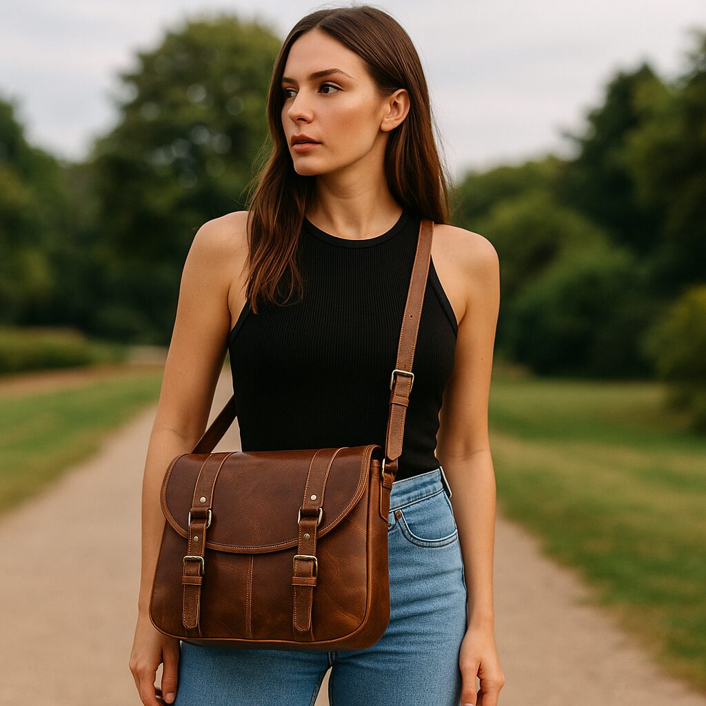 Volere Leathers Vintage Handmade Brown Leather Messenger Bag - Image 10