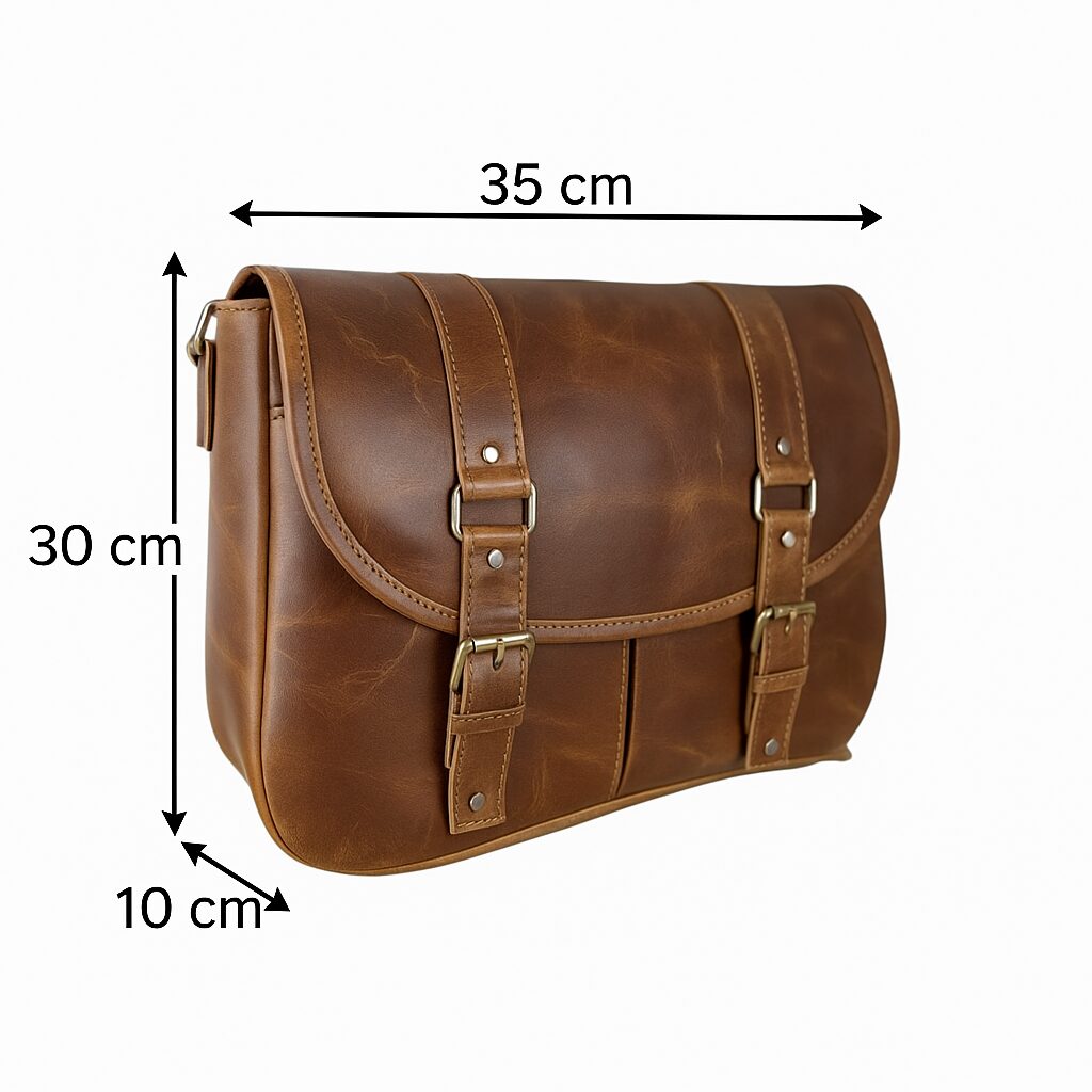 Volere Leathers Vintage Handmade Brown Leather Messenger Bag - Image 8